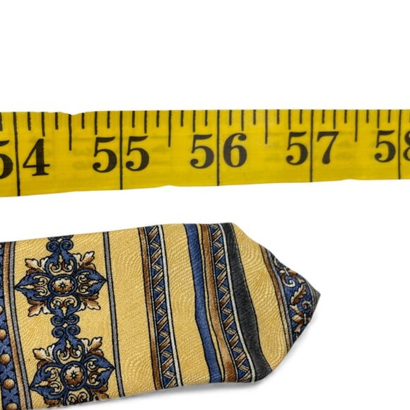 Roundtree & Yorke Silk Tie Baroque Gold Blue Ornate Handmade - Picture 6 of 6